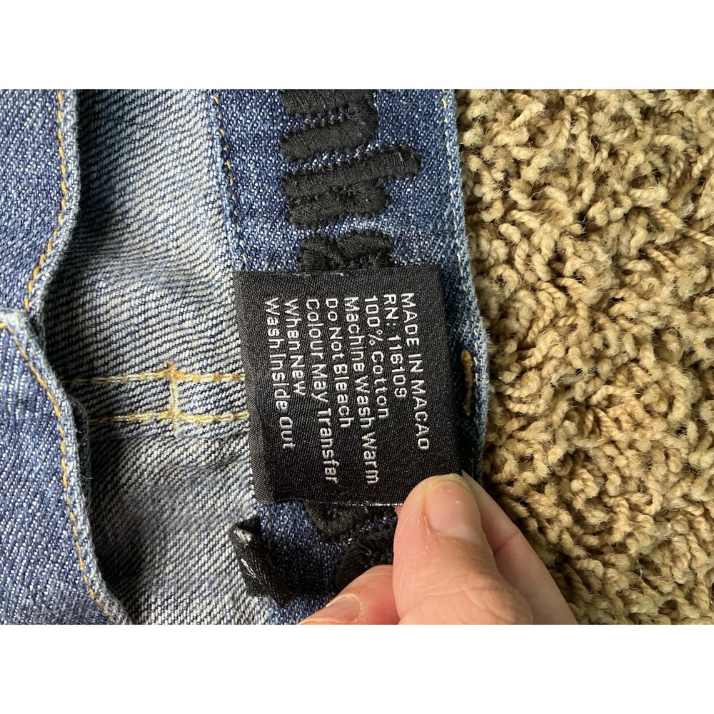 Y2K Mens Inkslinger Grunge Denim Baggy Skater Jeans Embroidered Details Sz 44x33 - Picture 10 of 12